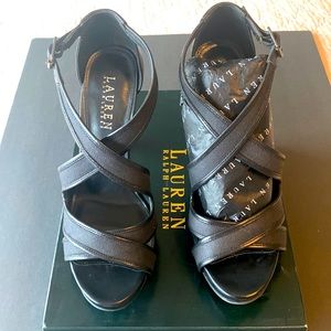 Lauren Ralph Lauren Black Crisscross Platform Heels